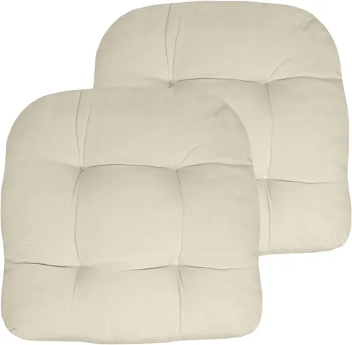Vista 23 de Sweet Home Collection - Cojines para silla de patio y exterior, almohadillas prémium con relleno grueso y cómodo de fibra, mechones, 19 x 19 Negro