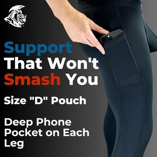 Vista 3 de Real Men D Pouch - Pantalones de compresión para hombre, leggings para hombre, pantalones de yoga, medias, capa base para hombres clima frío