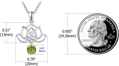 Vista 2 de TANGPOET Lotus Flower with Birthstone Necklace for Women 925 Sterling Silver Om Pendant Necklace Healing Jewelry Gifts for Christmas Birthday with