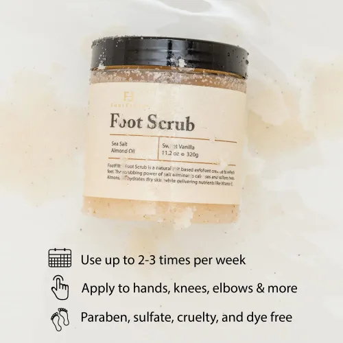 Vista 3 de FootFitter - Exfoliante natural para pies para hombres y mujeres, exfoliante de sal marina (11.2 onzas) Smooths Rough Skin, Reduces Calluses &