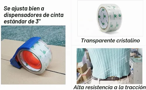 Vista 4 de BOMEI PACK Cinta de embalaje transparente, rollos de repuesto de cinta de embalaje, 6 rollos de 2 mil x 1.88 pulgadas, 60 yardas para sellar, mudar