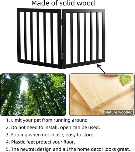 Vista 6 de Puerta para perros para interiores, valla independiente para perros, para la casa, puertas, pasillos o escaleras, puerta para mascotas plegable