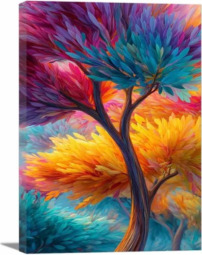 Vista 11 de VOCBAN Tree of Life Wall Art The Picture Artwork Canvas Prints Tree Pictures Poster Retro Artwork for Bedroom Living Room Home Decoration(blue blue