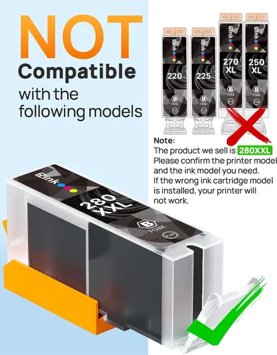 Vista 6 de Paquete de 4 cartuchos de repuesto de tinta 280 PGBK 280 XXL para Canon 280 PGBK PGI-280XXL PGI 280 XXL compatible con PIXMA TR8620a TR8622a TR8600