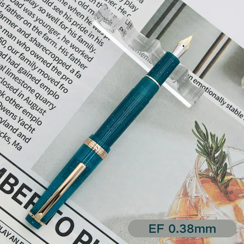 Vista 66 de 82 Pluma estilográfica - Barril de material acrílico, plumín extrafino de iridio con convertidor de tinta, pluma de escritura suave, diseño clásico