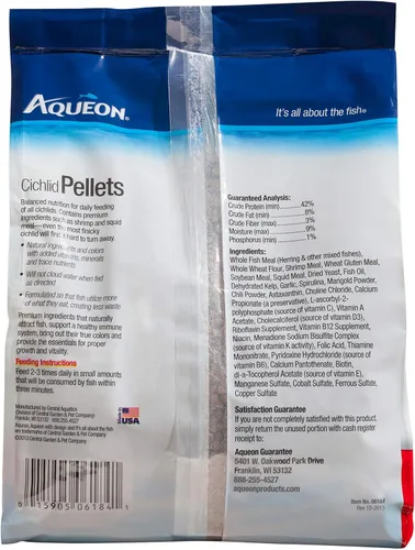 Vista 2 de Aqueon Cichlid - Pellets de comida para peces de hundimiento lento, tamaño mediano, 25 onzas