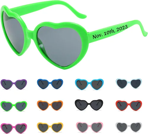 Vista 16 de Gafas de sol personalizadas en forma de corazón a granel personalizadas para boda, cumpleaños, Navidad, despedida de soltera regalos