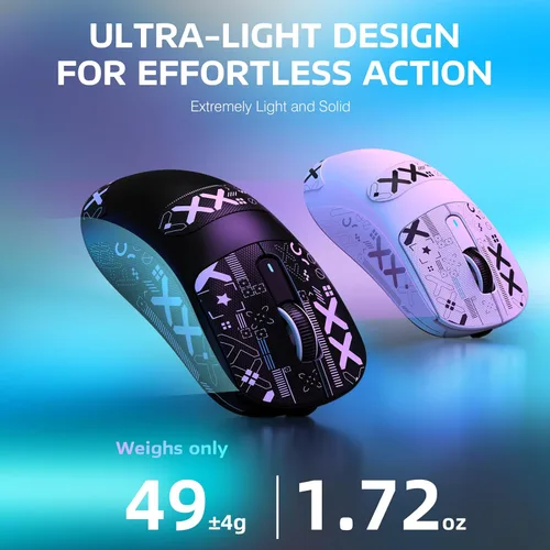 Vista 5 de ATTACK SHARK X3 - Mouse inalámbrico ligero para juegos con tres modos de 2.4GUSB-C con cableBluetooth, 26K DPI, sensor óptico PAW3395, interruptor