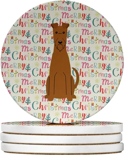 Vista 79 de Abyssinian Sand Terrier Merry Christmas - Posavasos grandes de piedra arenisca (4 unidades)