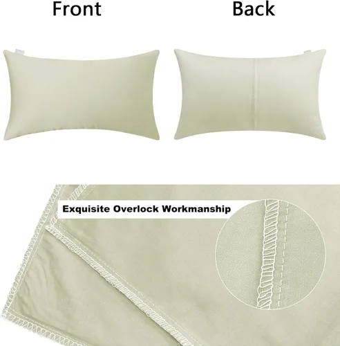 Vista 4 de Thmyo - Paquete de 4 fundas de almohada decorativas de 100 % algodón para lumbar, cómodas, sólidas, para Navidad/Halloween, fundas de cojín Blanco