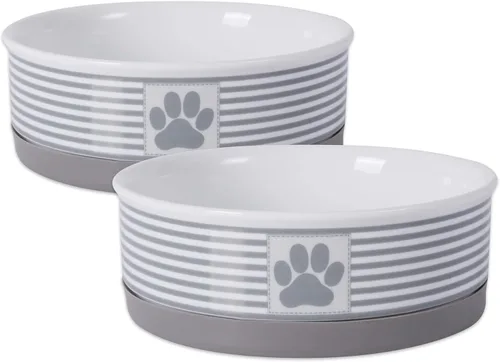 Vista 24 de Bone Dry Ceramic Stripe Paw - Cuencos para mascotas, aptos para lavavajillas, pequeños, 4.25 x 2, negro, 2
