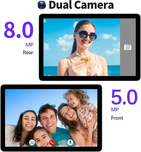 Vista 4 de PRITOM TAB12 Tabletas de teléfono de 10 pulgadas Android 14, WiFi de 5 GHz, Octa-Core, tableta con funda, 128 GB, tableta de red 4G con ranura