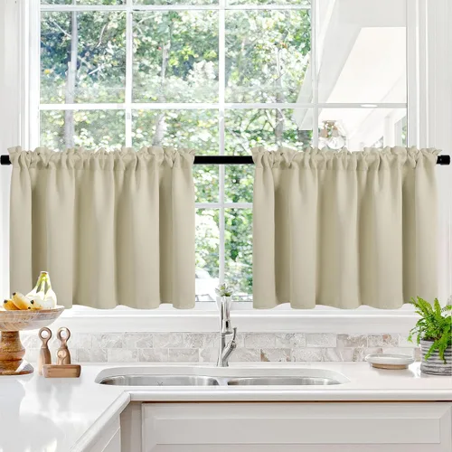 Vista 189 de Deconovo Cortinas opacas, aislamiento térmico, dobladillo para barra, reducción de ruido, certificado Oeko-TEX, cortinas de oscurecimiento