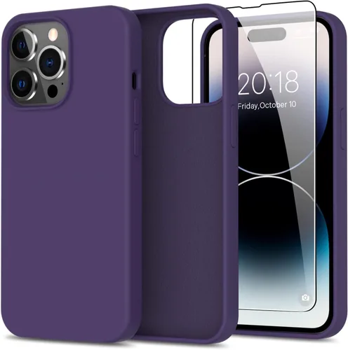 Vista 24 de bemal Funda para iPhone 14 Pro con protector de pantalla, silicona líquida de ajuste delgado, forro de microfibra suave, diseñada para mujeres