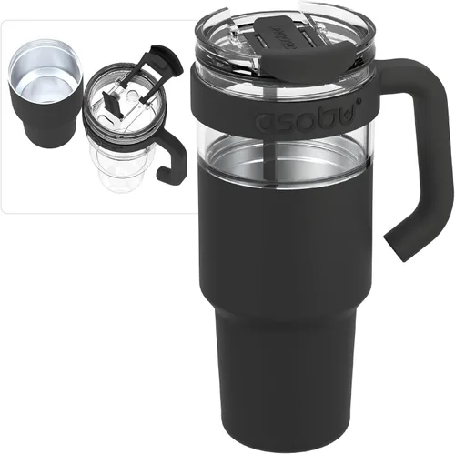 Vista 12 de asobu Taza de viaje 360 – Taza de acero inoxidable aislada al vacío de 28 onzas con tapa y asa a prueba de derrames de 360° – Mantiene las bebidas