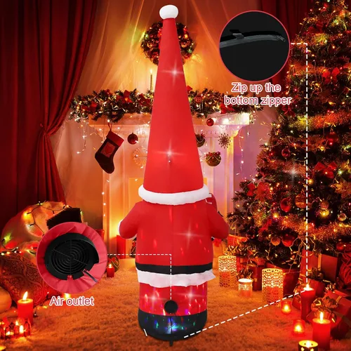 Vista 7 de Decoración inflable de Navidad de 7 pies para exteriores, enano con sombrero, decoración inflable de patio con luces LED integradas, adecuado