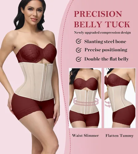 Vista 2 de SHAPSHE Entrenador de cintura para mujer, entrenamiento de cintura, control de abdomen, reductor de cintura para sudor, moldeador de cuerpo, hueso