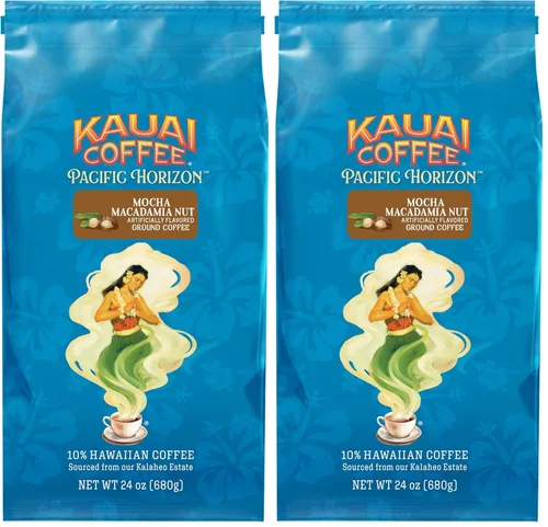 Vista 16 de Kauai Café molido, descafeinado tostado medio, café molido arábica del mayor productor de café de Hawái, aroma brillante con notas florales ligeras