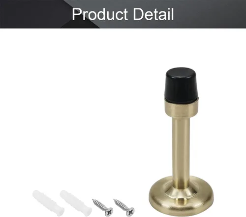 Vista 4 de MroMax Tope de puerta parachoques protector de pared amortiguador de sonido soporte de pared con punta de goma, tono dorado, 1 unidad