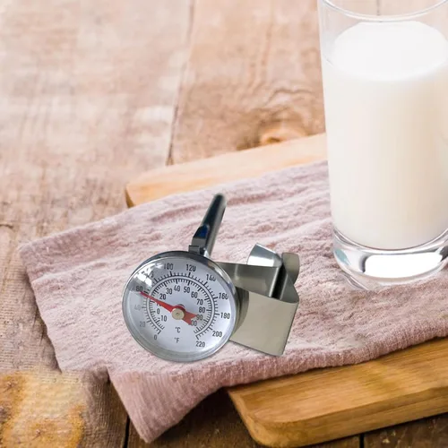 Vista 7 de KLKCMS Termómetro de leche Termómetro para alimentos, accesorios para máquina de café expreso, termómetro de 1 pulgada para espuma de té y leche