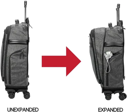 Vista 8 de ONLI TRAVEL Revolution Expandible Spinner Cabe debajo de la mayoría de los asientos del avión. Expandible, con dos bolsillos laterales., Negro -, De