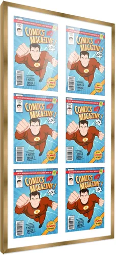 Vista 131 de Poster Palooza Marco de cómic con paspartú para 1 cómic de la Edad de Bronce publicado entre 1970 y 1985, marco de cómic negro para cómic de 7.25 x
