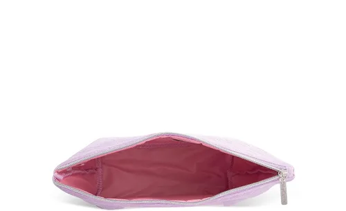 Vista 5 de Juicy Couture Bolsa de maquillaje púrpura lavanda organizador de cosméticos esenciales de viaje con cremallera superior cuña terciopelo corazón