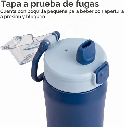 Vista 3 de Manna Botella de acero inoxidable con tapa de bloqueo a presión y boquilla para sorber - 16 onzas - Blazer Powder Coat