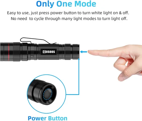 Vista 4 de COSOOS 3 linternas LED tácticas mini con clip, linterna AA brillante zoomable de 3.7 pulgadas de alto lúmen, linterna de bolsillo tamaño pluma, 1