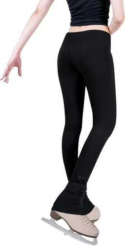 Vista 2 de Pantalones de patinaje sobre hielo para niñas, leggings negros de cintura alta, suaves, sin costuras, cálidos, para niños, adolescentes, competición