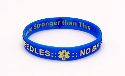 Vista 3 de MandM NO BP NO Agujas para Diálisis Linfedema Brazo Alerta Pulseras de silicona Pulseras