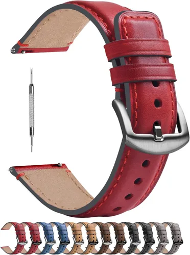 Vista 40 de Fullmosa Correa de reloj de liberación rápida de 0.866 in, 0.787 in y 0.709 in, bandas de cuero bruñido para Samsung Galaxy Watch/Garmin Watch