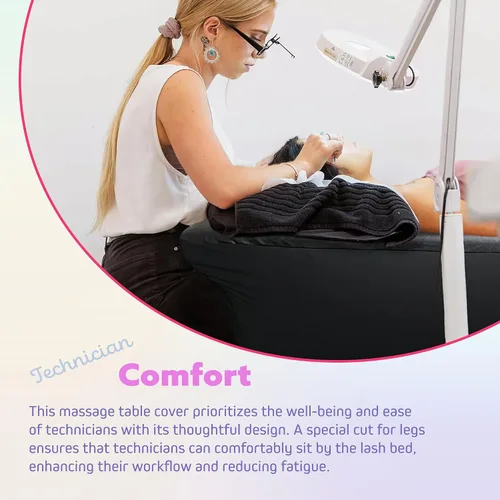 Vista 7 de Funda de cama de pestañas, cubierta impermeable de cuero artificial para mesa de masaje, protector de cera ajustable para cama de esteticista