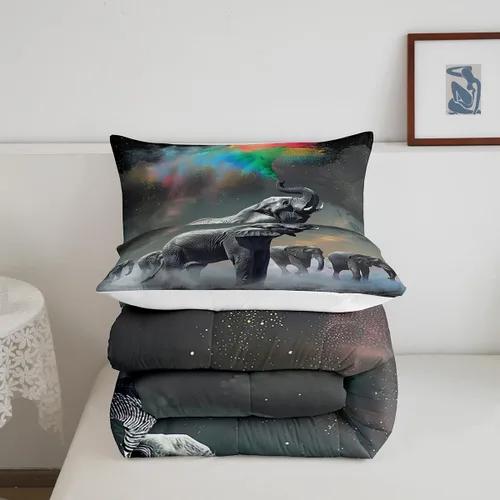 Vista 252 de Erosebridal Juego de edredón de hojas de cannabis, juego de ropa de cama de marihuana con estampado colorido de plantas, decoración bohemia de 2