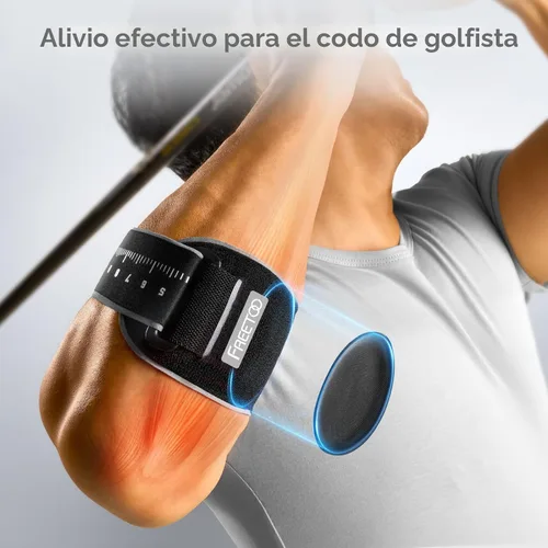 Vista 4 de FREETOO Codera de tenis para hombres y mujeres para tendinitis, codo de tenis con almohadilla de gel, codo de golfista para hombres para codo