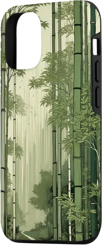 Vista 2 de Funda para iPhone 14 con diseño de bosque japonés de bambú vintage Ukiyo-e Art