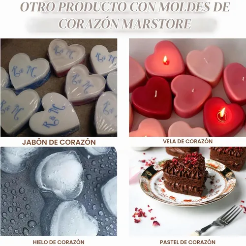 Vista 9 de Moldes de silicona con forma de corazón para hornear, moldes grandes de 2 pulgadas, 10 cavidades adecuadas para moldes de cubitos de hielo, molde