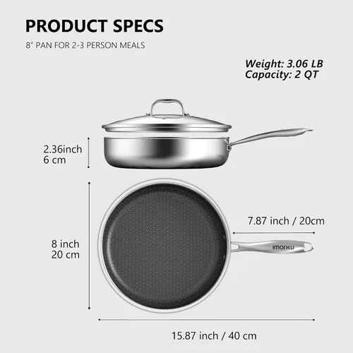 Vista 7 de imarku 8-Inch Non Stick Frying Pan with Lid, 2-Quart Skillet for Omelette