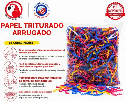 Vista 5 de Bonka Bird Toys 1654 Crinkle Shred Paper Multicolor