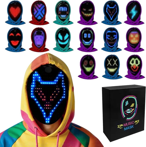 Vista 11 de JDBMAOYE Máscara LED con control de aplicación, máscara de Halloween 115 patrones + aplicación a patrones personalizados