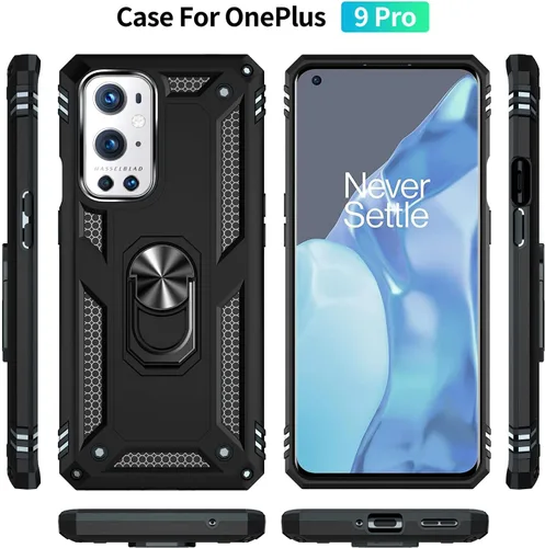 Vista 2 de ADDIT OnePlus 9 Pro - Funda para OnePlus 9 Pro, con anillo de soporte, soporte ajustable, grado militar, protección resistente, a prueba de golpes
