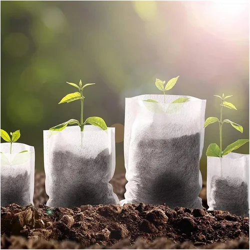 Vista 3 de 100 bolsas biodegradables para vivero, bolsas de cultivo de plantas, semillas de tela no tejida para sembrar macetas para el hogar, accesorios