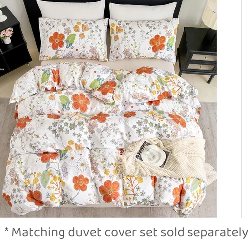 Vista 6 de Zusbest Juego de sábanas florales de 100 % algodón percal, color naranja y amarillo, juego de sábanas suaves y transpirables con diseño botánico