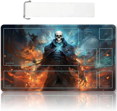 Vista 35 de Tapete de juego MTG cosido de alta calidad con zonas y parte trasera de goma antideslizante, tapete de juego TCG para MTG y otros juegos de cartas