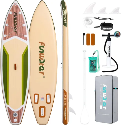 Vista 16 de FunWater Tabla de remo inflable de 11 pies y 10 pies 6 pulgadas con accesorios de tabla de remo de SUP de alta calidad, cubierta de EVA