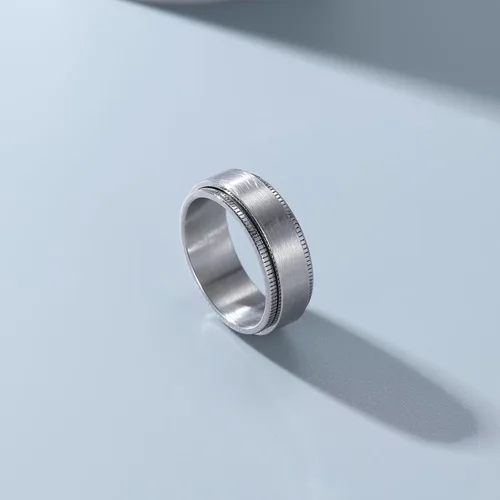 Vista 2 de Adreamz Anillo giratorio de acero inoxidable negro y azul de 0.315 pulgadas para hombres y mujeres, cepillado para aliviar la ansiedad para hombre