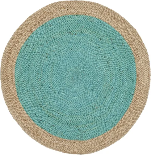 Vista 33 de SAFAVIEH Natural Fiber Collection - Alfombra ovalada, 2 pies 6 pulgadas x 4 pies, ovalada, azul aguamarina y marrón natural, yute hecho a mano