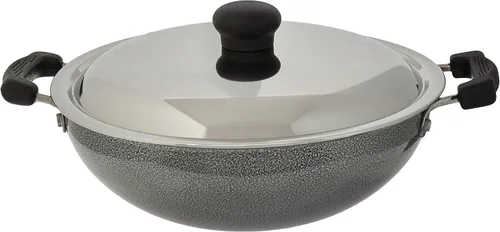 Vista 2 de Prestige Manttra Omega Select Plus 250 Sartén profunda, Kadai, Kadhai indio, Mediana, Negro