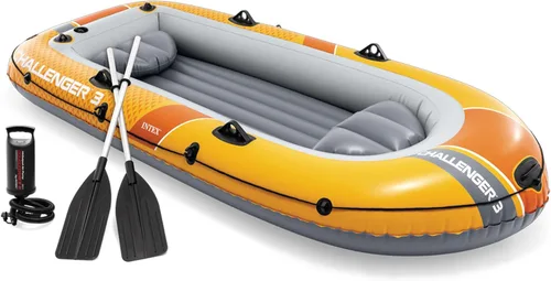 Vista 10 de Set de Bote Hinchable Intex Challenger 2: Incluye Remos Deluxe de 48 Pulgadas y Bomba de Alta Potencia Amarillo
