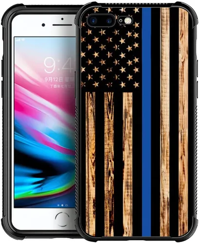 Vista 41 de DJSOK Funda compatible con iPhone 7/8 Plus, diseño con patrón de parachoques trasero, esquinas reforzadas contra arañazos, esquinas reforzadas